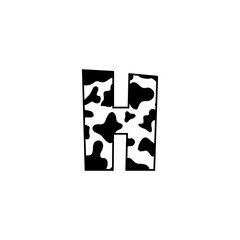 Letter H With Cow Skin Pattern Design 001