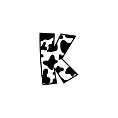 Letter K With Cow Skin Pattern Design 001