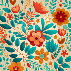 Flowers pattern, pastel colors illustartion