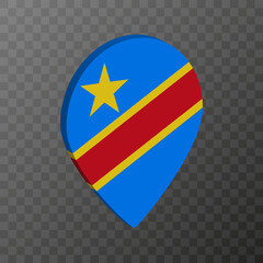 Map pointer with Democratic Republic of the Congo flag. Vector illustration.