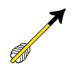DRAWING OF AN ARROW WITH FEATHERS AND BLACK TIP, PNG