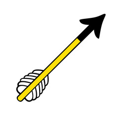 DRAWING OF AN ARROW WITH FEATHERS AND BLACK TIP