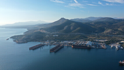 Aerial drone photo of shipyard in Elefsina, Attica, Greece