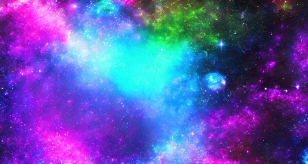 Fototapeta na wymiar glitter neon color galaxy background