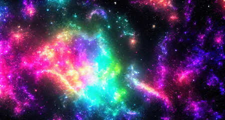 Naklejka premium glitter neon color galaxy background