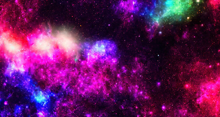 Fototapeta na wymiar glitter neon color galaxy background