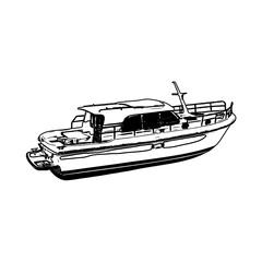 sketch of a ship drawing with a transparent background for learning to color