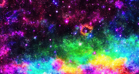 Obraz na płótnie Canvas glitter neon color galaxy background