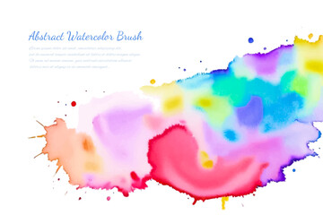 Multicolor splash watercolor paint blot - template for your designs. Colorful pastel background