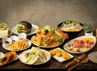 Pasta with Bacon and Clams, Belgian Muffins, Handmade pork sandwich, Mike Chicken Nuggets, pork bone pot roast noodles, Pork Bamboo, Pork Croissant Platter, Loin Pork Burrito