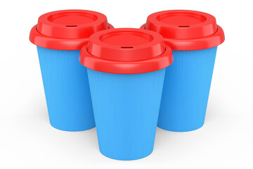 Set of paper coffee cups for cappuccino, americano, espresso, mocha, latte