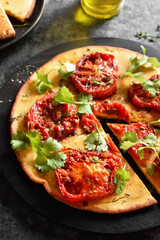 Healthy socca pizza