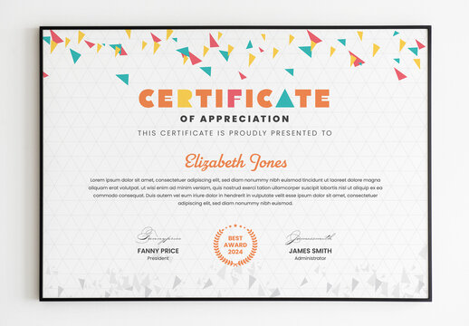 Certificate Layout with Colorful Accents