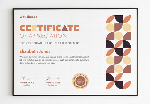 Certificate Layout with Pattern Design Elements