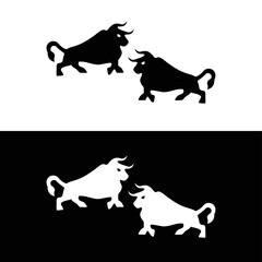 Bull animal vector logo design . icon logo . silhouette logo 
