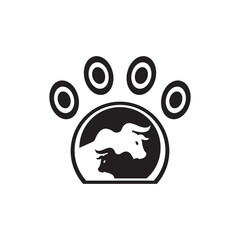 Pet bull animal logo design . icon logo . silhouette logo 