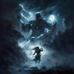 Obraz premium dark fantasy warrior, magic, sci-fi, dark fantasy, character, art illustration
