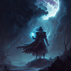 Obraz premium dark fantasy warrior, magic, sci-fi, dark fantasy, character, art illustration