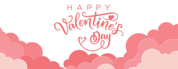 Valentines day background with heart pattern and typography of happy valentines day text . Vector illustration. Wallpaper, flyers, invitation, posters, brochure, banners.	