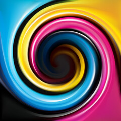 Vector swirl background of primary colors printing process: CMYK