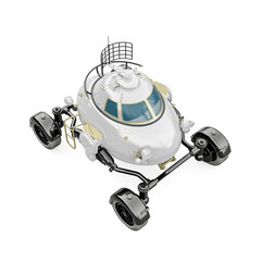 lunar roving vehicle on white background drone view