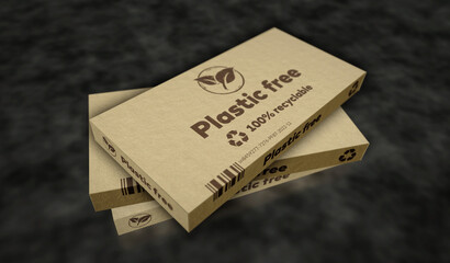 Plastic free and eco friendly pack 3d illustration