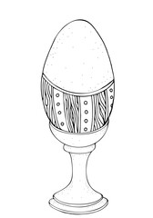 Easter eggs. Egg holder. Hand-drawn decorative elements in vector. Pattern for coloring book. Black and white. Zentangle