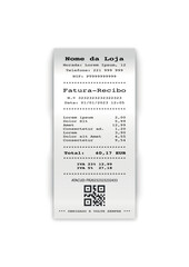 Simple and Minimalistic Euro Portuguese Invoice (Fatura-recibo) with QR Code and ATACUD Code - Legal Obligation in year 2023 - Copy Space