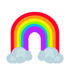 six color rainbow with clouds , diversity symbol, lgbt, pride month - vector icon