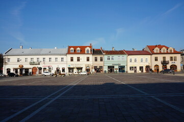 Fototapeta na wymiar Old Buildings on Market Square. Olkusz, Poland.