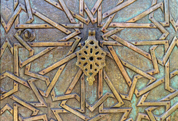 Metal old antique door and door handle in jaffa Israel