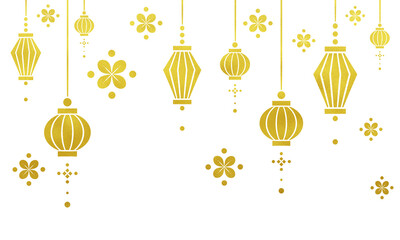 Golden chinese lantern lunar new year element design  © sense