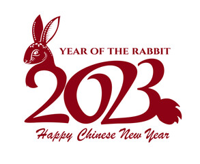 Happy Chinese new year 2023 year of the rabbit Red Abstract Vector Illustration