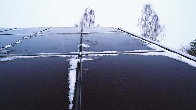Snow drifting over solar panels