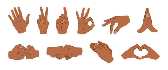 Fototapeta na wymiar PNG. Señas comunes con las manos.