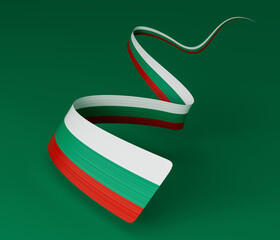 Bulgaria flag, 3d illustration on a Green background