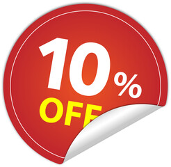 Sticker round 10 percent discount off, 10%