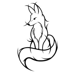 fox sketch, illustration of a sitting fox