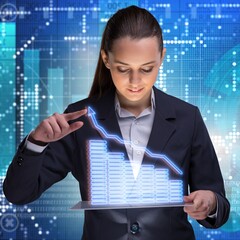 Businesswoman in stock trading business concept