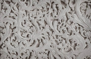 White wooden textures with carving and detailing - Floral White Woodgrain