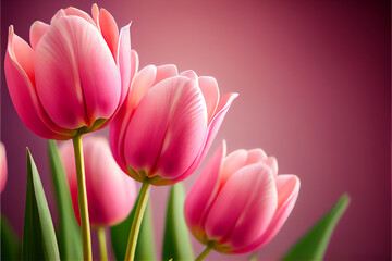 Obraz na płótnie Canvas Colorful Spring Tulips Natural Background Generative AI