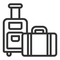 Travel bag on wheels and suitcase - icon, illustration on white background, outline style