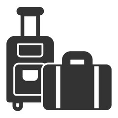 Travel bag on wheels and suitcase - icon, illustration on white background, glyph style
