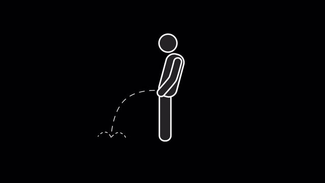 Man peeing sign.Toilet for man animated with alpha channel.WC icons concept

