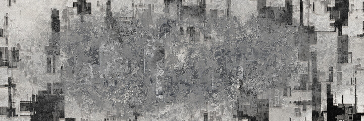 Abstract dark horror cracked dirty wall with grunge spread grey splash and blob block texture pattern in scary design, grunge messy blob back to school and ink spatter in historic shabby design	