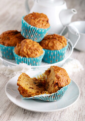 Carrot fruit and nut muffins
