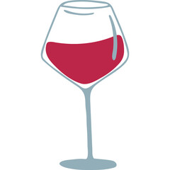Glass of red wine. Beautiful hand drawn icon.