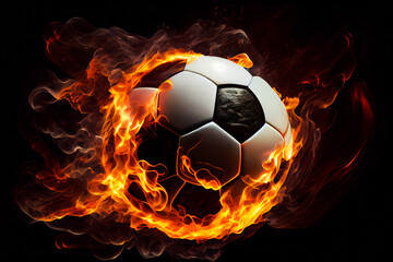 Naklejka premium Burning Soccer Ball. Generative AI.