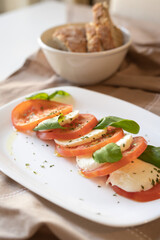 caprese salad with cheese and tomato