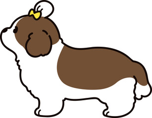 Simple and cute illustration of Shih Tzu in side view